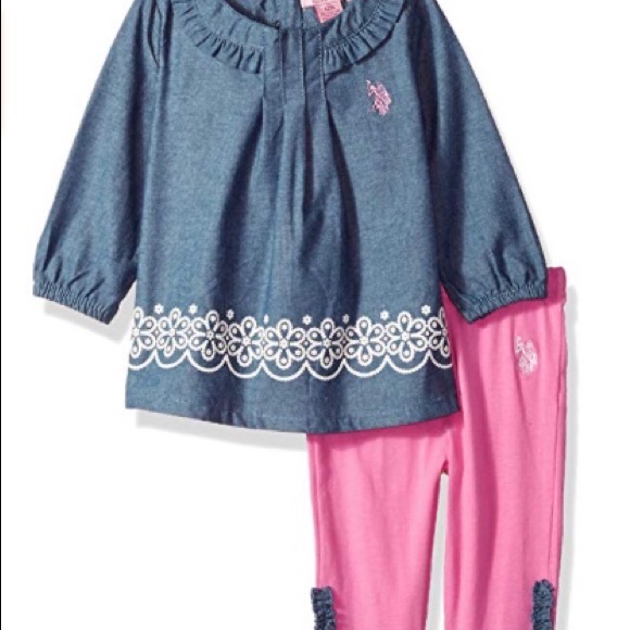 Last One๐จ NWT 3pc US Polo Top & Leggings 6-9m - Picture 3 of 5
